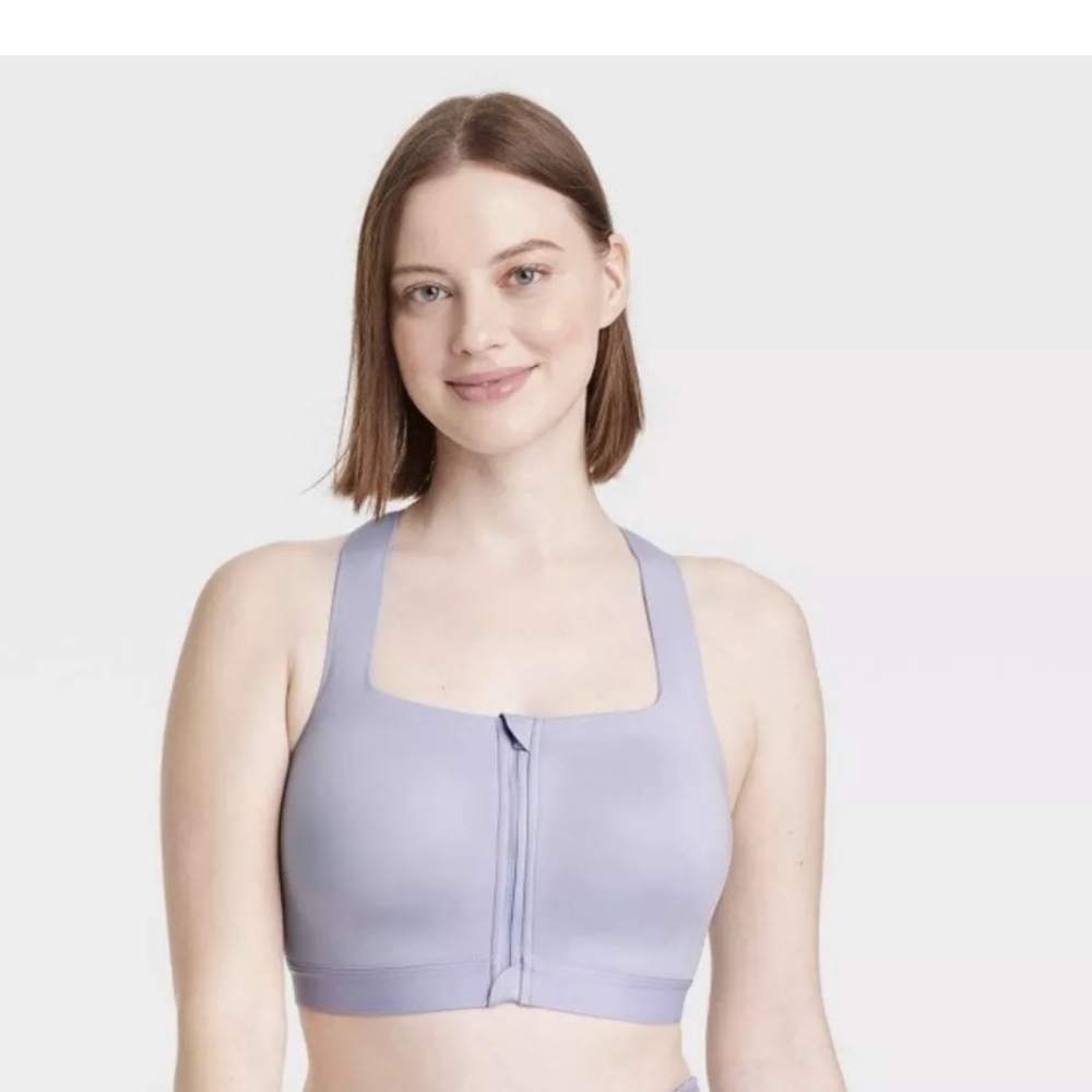 All in Motion High Support Sculpt Zip Front Sports Bra Compression Fit